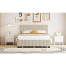 Queen Size Velvet Upholstered Platform Bed with 2 Drawers and 1 Twin XL Trundle- Beige