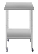 24''*24'' Commercial Work Table for Restaurant and Home Stainless Steel Kitchen Prep Table with Under Shelf and wheels