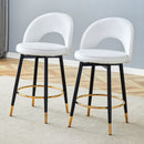 Modern White PU Upholstered Bar Chair with Black Metal Legs, 360° Rotatable, Set of 2
