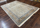 Indo Persian Rug 6x9, Beige, Allover Pattern, Vintage Wool Oriental Carpet