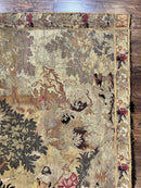 Antique French Tapestry 6x5 ft, European Handmade Wool Aubusson Weave Vintage Tapestry
