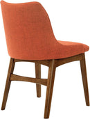 Orange Fabric and Walnut Wood Dining Side Chairs Set of 2