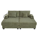 Modern Chaise Sofa With Adjustable Backrest, Cup Holders, Phone Holder & Storage Compartments For Living Room
