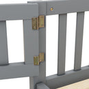 Full Size Bed Floor Bed with Safety Guardrails and Door for Kids, Gray