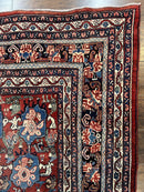 Antique Persian Bijar Rug 9x12 - Allover Motif, Red & Blue