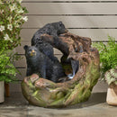 [CLEARANCE] Alora 22-Inch Weather-Resistant Outdoor Bears On A Log Floor Fountain With LED Lights (SAK77651)