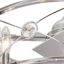 22" Modern Chrome Downrod Mount Reversible Crystal Fandelier Ceiling Fan with Lighting and Remote Control
