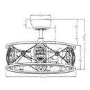 22" Modern Chrome Downrod Mount Reversible Crystal Fandelier Ceiling Fan with Lighting and Remote Control