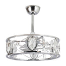 22" Modern Chrome Downrod Mount Reversible Crystal Fandelier Ceiling Fan with Lighting and Remote Control