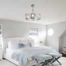 22" Modern Chrome Downrod Mount Reversible Crystal Fandelier Ceiling Fan with Lighting and Remote Control