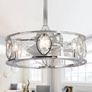22" Modern Chrome Downrod Mount Reversible Crystal Fandelier Ceiling Fan with Lighting and Remote Control