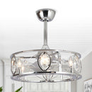 22" Modern Chrome Downrod Mount Reversible Crystal Fandelier Ceiling Fan with Lighting and Remote Control