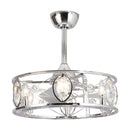22" Modern Chrome Downrod Mount Reversible Crystal Fandelier Ceiling Fan with Lighting and Remote Control