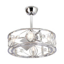 22" Modern Chrome Downrod Mount Reversible Crystal Fandelier Ceiling Fan with Lighting and Remote Control