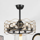 22" Industrial Downrod Mount Reversible Ceiling Fan with Lighting and Remote Control