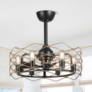 22" Industrial Downrod Mount Reversible Ceiling Fan with Lighting and Remote Control