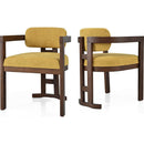 Indoor Upholstered Wood Dining Chair(Set of 2),Yellow+Walnut