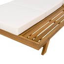 LOUNGE CHAISE SET WITH HEADREST,SPACE AVAILABLE ON ONE SIDE, ACACIA WOOD WITH WATER-RESISTANT LOUNGE CUSHIONS (CREAM & 3-FOLD & 4 inch) - MATCHING DARK GREY/BEIGE VERSION AVAILABLE