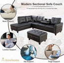 Gray L Shaped Sectional Sofa With Cup Holders And Chaise