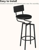 26 Inch Black PU Upholstered Bar Stools Set Of 2 With Back And Footrest