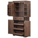 K&K 71' Tall Kitchen Pantry Cabinet with 3 Pull Out Cabinet Organizers, Farmhouse Embossed Texture Storage Cabinet with 6 Door Shelves, 2 Drawers, Freestanding Cupboard for Kitchen, Dining Room Brown