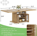 63 Inch Light Oak Farmhouse Dining Table For Four To Six