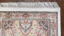 Persian Design Silk Accent Rug, Dome Medallion, Allover Pattern Oriental Carpet, Small Silk Rug, Cream, Ivory, Bamboo Silk, 2' 8" x 4' 1"