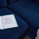 Modern Velvet L Shaped Sectional Sofa for Living Room and Bedroom, Blue, 82.6 Inch
