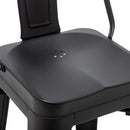 26 Inch Black Industrial Metal Bar Stools Set Of 4 For Indoor Outdoor Weather Resistant Ergonomic Comfort