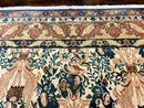 10x13 Wool Rug, Floral Pattern, Birds, Handmade Vintage Carpet, Couristan Rug, Beige
