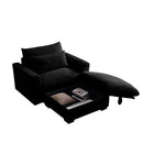 Black Corduroy Sofa Couch, Modular Couch with Storage Ottoman,  Couch Deep Seat Couches for Modern Living Room/Apartment/Office