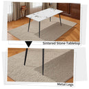 Dining Table with Sintered Stone Tabletop and Metal Legs, 63' Rectangular Modern Kitchen & Dining Room Table With 4 Dining Chairs