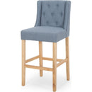 Vienna Contemporary Fabric Tufted Wingback 31 Inch Counter Stools, Set of 2, Light Blue and Natural