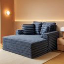 53 Inch Chaise Lounge Grey Sleeper Chair For Living Room
