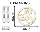Unfinished Wood Triskele Shape - Celtic Symbol Craft - up to 46"
