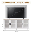 Farmhouse TV Stand With Solid Wood Gourd Shaped Legs For TVs Up To 70"