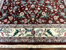 Indo Persian Rug 8x10, Red and Ivory, Floral Allover, Handmade Wool Area Rug
