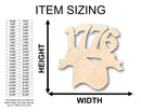 Unfinished Wood 1776 and Flag Shape - Craft - up to 46" DIY