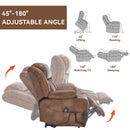 Dual Motor Infinite Position Up to 350 LBS Leatherair Power Lift Recliner Chair, Heavy Duty Motion Mechanism with 8-Point Vibration Massage and Lumbar Heating, Stainless steel Cup Holders, Brown