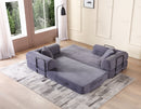 Convertible Sleeper Sofa Bed with Cylindrical Pillow - Corduroy Folding Mattress Couch with Fixed-Shape Frame for Living Room, Bedroom, Lounge, Studio - Gray
