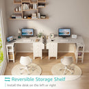 White 47 Inch L Shaped Corner Desk With Reversible Storage