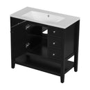 36' Bathroom Vanity with Sink Combo, One Cabinet and Three Drawers, Solid Wood and MDF Board, Black (Old Sku:SY999505AAB)