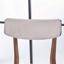 Mid Century Walnut Frame Dining Chairs Light Beige Set 2