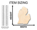 Unfinished Wood Michigan Lower Peninsula Shape - Craft - up to 46" DIY