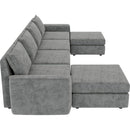 115x58" Chenille Modular Sectional Sofa,U Shaped Reversible Couch,Free Combination,6 Seat Sleeper Sofa Bed with Ottoman,Convertible Oversized Indoor Furniture for Living Room,Gray