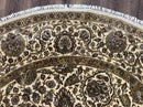 Round Indo Persian Rug 8x8 ft, Large Hand Knotted Vintage Wool Circular Carpet, 8ft Round Oriental Rug, Floral Medallion, Cream and Green