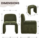 Green Chenille Upholstered Accent Chair With Ottoman