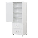 Tall Bathroom Storage Cabinet, Freestanding Storage Cabinet with Two Drawers and Adjustable Shelf, MDF Board with Painted Finish, White (Old Sku:WF312728AAK)