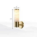 DecorBites™ Modern Pillar Shaped Sconce Light: Marble Bedside Wall Lamp in White and Brass