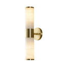DecorBites™ Modern Pillar Shaped Sconce Light: Marble Bedside Wall Lamp in White and Brass